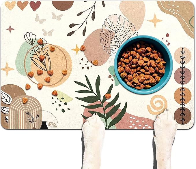 Pet Feeding Mat for Floors Waterproof Dog Mat for Food and Water Absorbent Quick Dry Non Slip mat for Cat Bowls