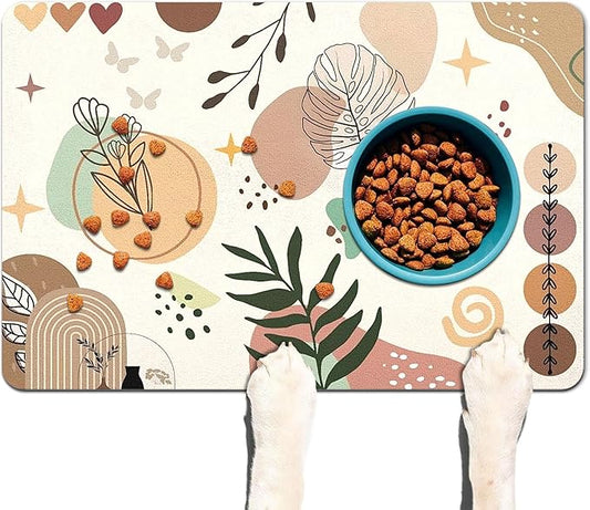 Pet Feeding Mat for Floors Waterproof Dog Mat for Food and Water Absorbent Quick Dry Non Slip mat for Cat Bowls