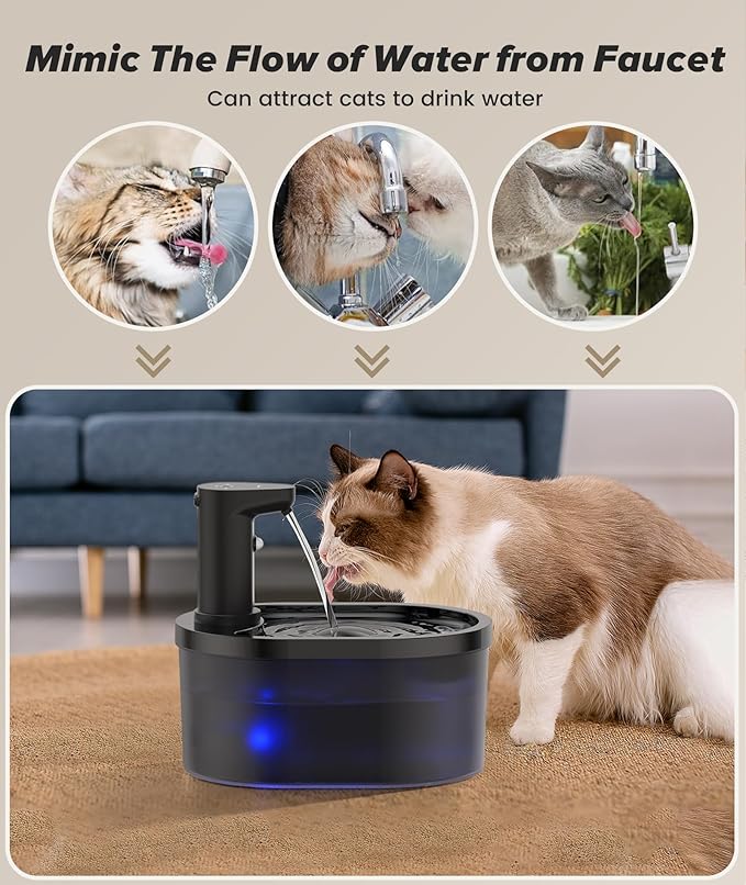 Wireless Cat Water Fountain Cordless, Automatic Pet Water Fountain 5000mAh Battery, 101oz/3L Large Cat Fountains for Drinking Ultra Silent Rechargeable Water Fountains for Cats and Dogs