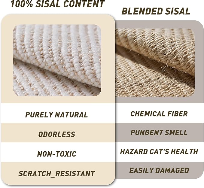 Cat Scratcher Lounge Bed for Large Indoor Cats – Natural Sisal Rope & Wooden Frame Scratch Pad, Durable Recliner Chair, Stylish Fluffy Cat Couch & 2-in-1 Play Lounger Furniture (X-Large)