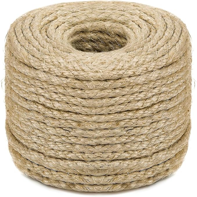 Sisal Rope for Cat Scratching Post Tree Tower Replacement for Repairing Recovering or DIY Scratcher (Natur, 8mm 50ft)