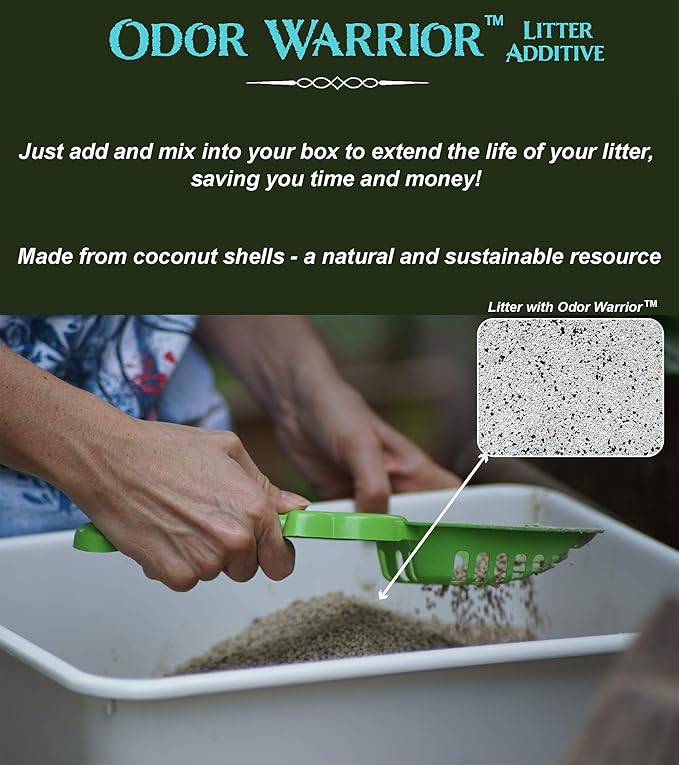 Odor Warrior Cat Litter Deodorizer | Cat Litter Odor Control with Ultra Absorbing Activated Charcoal | Extend The Life of Your Kitty Litter with a Truly Fragrance Free Litter Solution