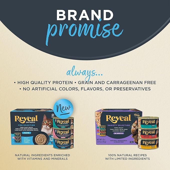 Reveal Natural Wet Cat Food, 12 Count, Grain Free, Limited Ingredient Canned Food for Cats, Chicken Breast in Broth, 5.5 oz Cans