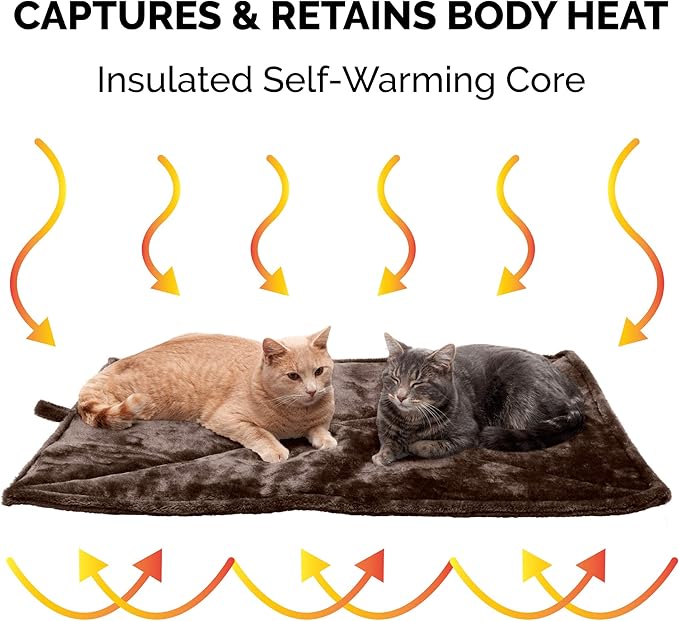 Furhaven ThermaNAP Self-Warming Cat Bed for Indoor Cats & Large/Medium Dogs, Washable & Reflects Body Heat - Quilted Faux Fur Reflective Bed Mat - Espresso, Large