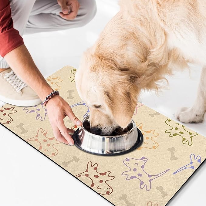 Pet Feeding Mat for Floors Waterproof Dog Mat for Food and Water Absorbent Quick Dry Non Slip mat for Cat Bowls