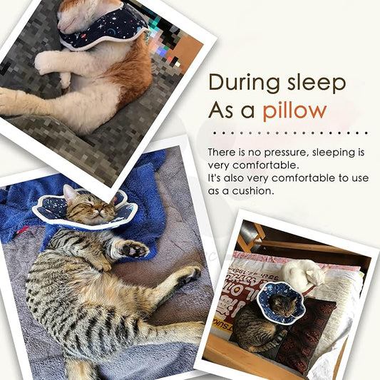 Soft Cat Recovery Collar,Adjustable Cat Cone,Protective Cone Collar After Surgery for Cats (Starry Sky, M)