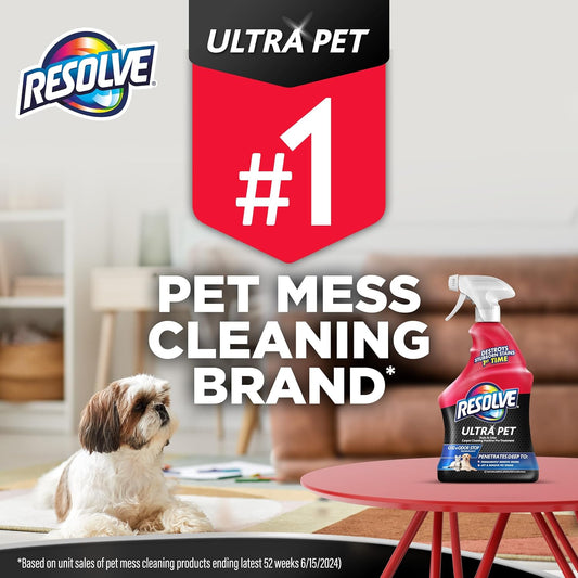 Resolve Ultra Pet Odor and Stain Remover Spray – Carpet Cleaner for Cat and Dog Urine and Poop, 32oz