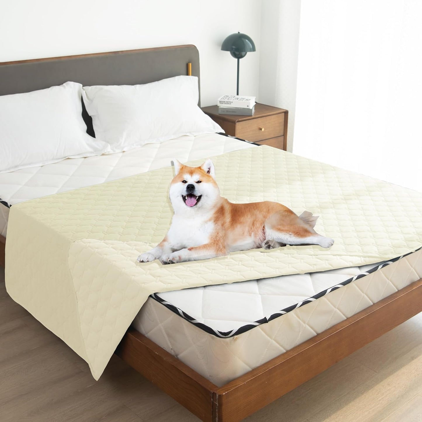 gogobunny 100% Double-Sided Waterproof Dog Bed Cover Pet Blanket Sofa Couch Furniture Protector for Puppy Large Dog Cat, Reversible (68x82 Inch (Pack of 1), Dark Cream/Light Cream)