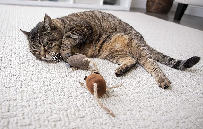 Petlinks (2 Count) Lil' Critters Mice Catnip Cat Toys - Brown, 2 Count