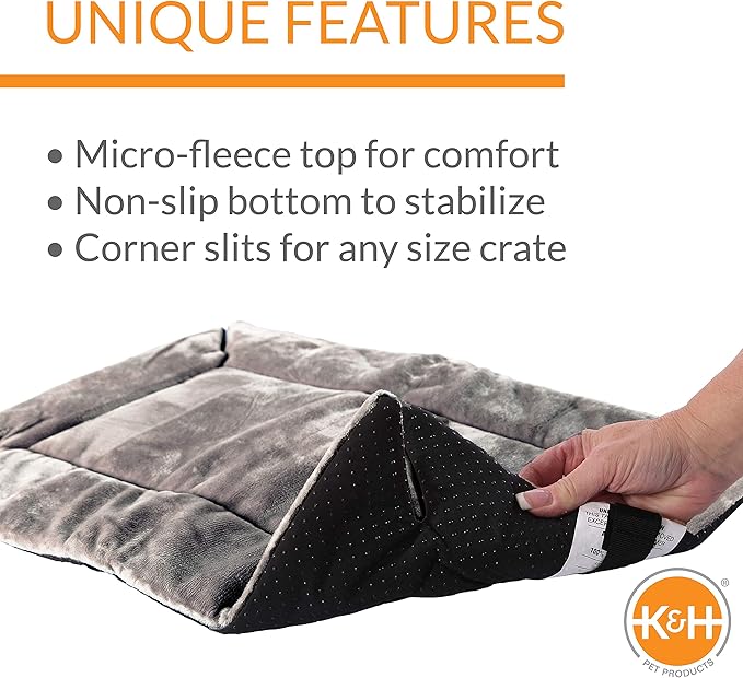 K&H Pet Products Self-Warming Dog Crate Pad, Medium Self Heated Dog & Cat Bed Mat, Portable, Machine Washable, No Electric Needed, Adjustable Fit, Non-Slip Bottom - Medium 31 X 21in Gray