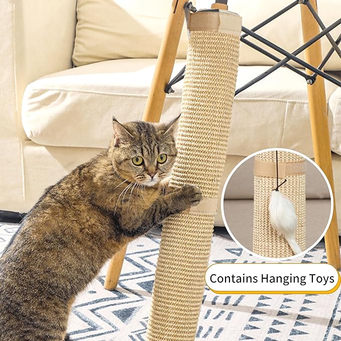 JanYoo 2 Pieces Cat Scratcher Mat for Table Leg Sisal Cat Scratching Pad Scratch Mat for Cat Scratch Pad Rug 19.69 × 9.84 in(Beige)