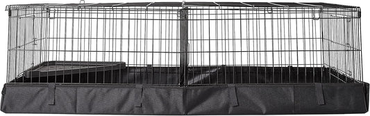 Amazon Basics Leakproof Canvas Bottom Guinea Pig Pet Cage with Divider Set, Black, 47.6"L x 24.2"W x 14.0"H