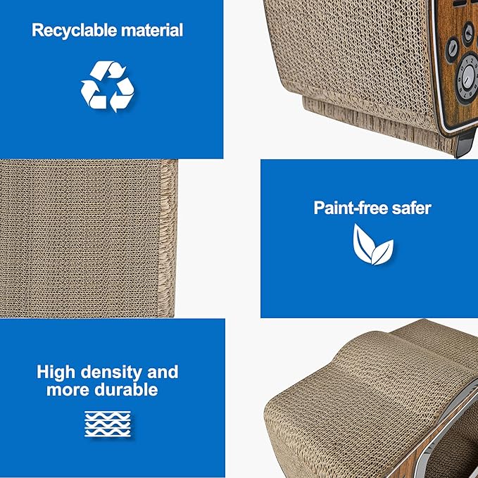 FluffyDream TV Cat Scratcher Cardboard Lounge Bed, Cat Scratching Board, Durable Board Pads Prevents Furniture Damage