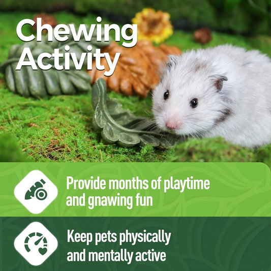 TEEWY 6PCS Hamster Chew Toys, Guinea Pig Chew Toys for Teeth with Natural Vegetables and Timothy Grass, Chinchilla Toys,Dental Care for Rats/Guinea Pigs/Hamsters and Gerbil, Leaf-Shape