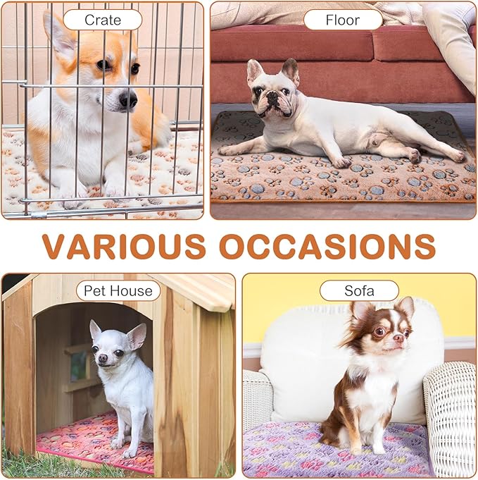4 Pack Self Heating Cat Bed Cat Self Warming Pad with Removable Cover Extra Warm Thermal Pet Pad Washable Pet Crate Mat Anti Slip Kennel for Indoor Outdoor Pets(Dog Paw,16 x 20 Inches)