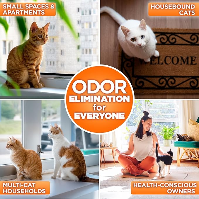 POOPH® LITTERIZER™ + Kitty Spray Bundle – Fragrance-Free Odor Eliminator for Litter & Cat Areas, Absorbs Moisture, Non-Toxic, No Harsh Chemicals, Patented Technology for Everyday Use