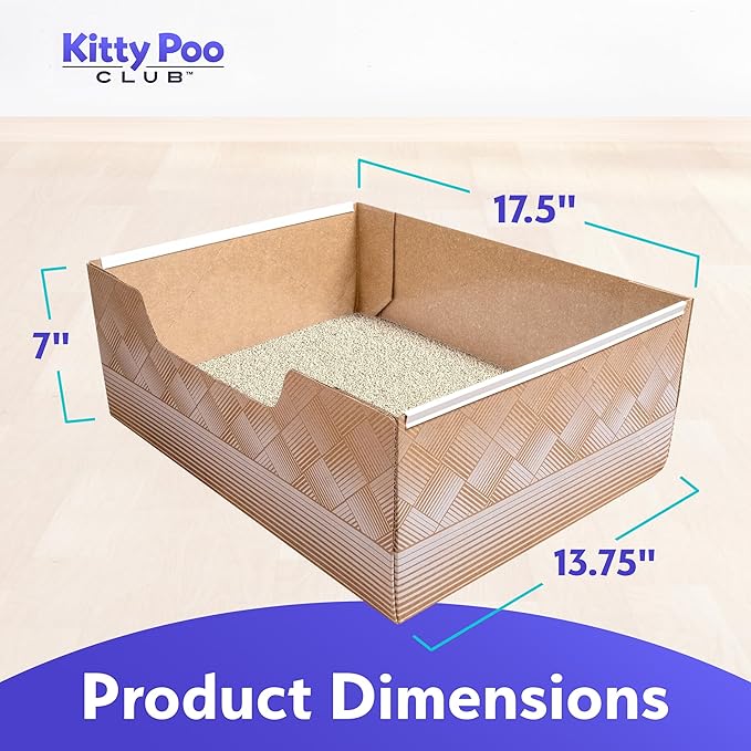 Kitty Poo Club Leakproof Disposable 2-Pack Cat Litter Box with 2 Bags Grass Litter | Superior Odor Control & Recyclable Design | Perfect for Travel, Multi-Cat Homes & Daily Use