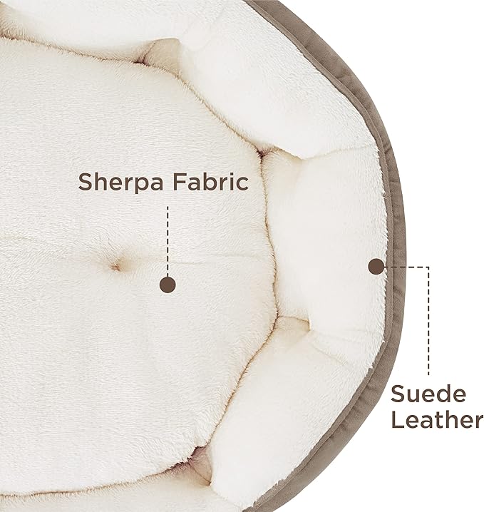 Bedsure Dog Beds for Small Dogs - Round Medium Cat Beds for Indoor Cats, Washable Pet Bed for Puppy and Kitten with Slip-Resistant Bottom, 25 Inches, Taupe