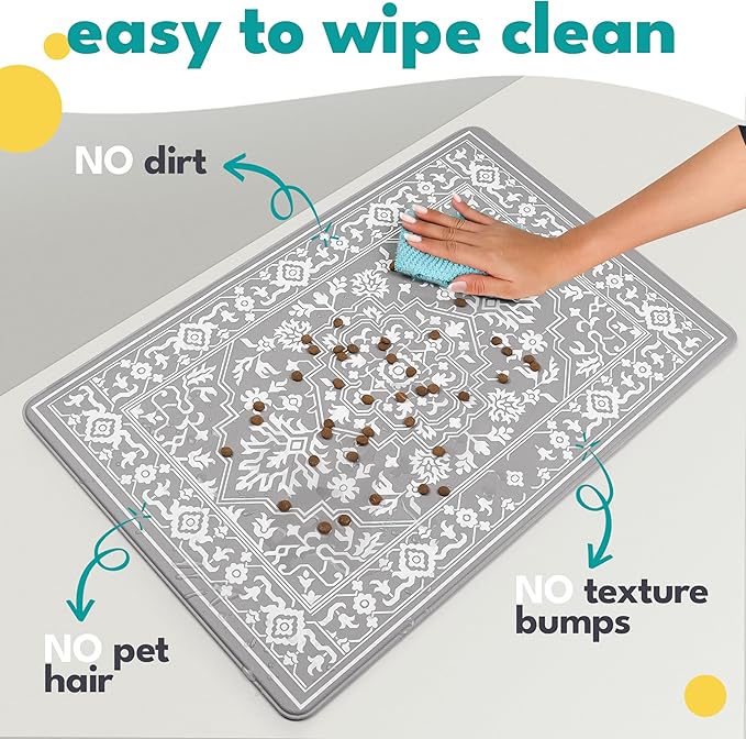 NALALAS Large Dog Mat for Food and Water, Cat Feeding Mat | Large Waterproof Dog Bowl Mat | Non-Slip Pet Food Mat for Floors | Pet Mats for Food and Water | Easy to Clean