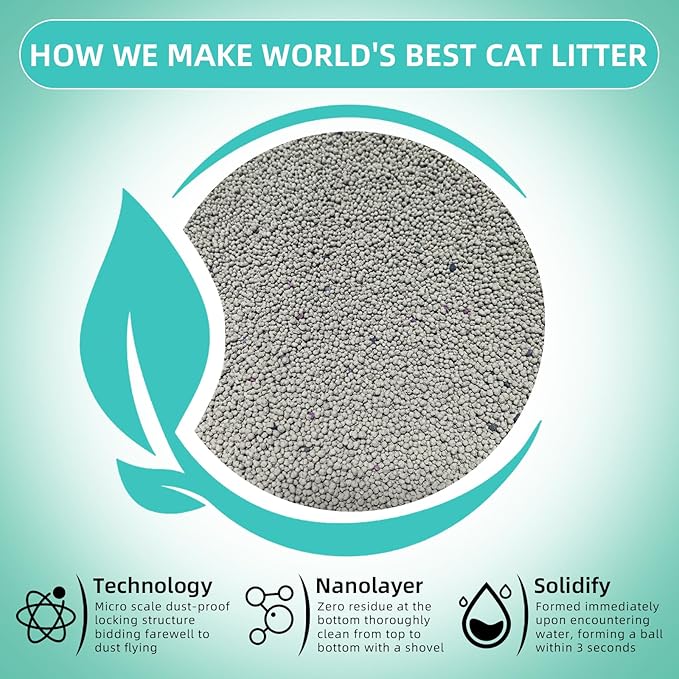 Natural Sodium Bentonite Clay Cat Litter | Dust-Free, Rapid Clumping, Ultra Absorbent, Odor Control, Low Tracking (11LBS)