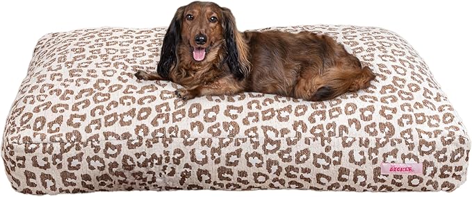 DBD3001E-L Mabel 41" x 25.5" Designer Modern Ultra Soft Reversible Plush Rectangular Pet Bed with Washable Cover, Modern Leopard