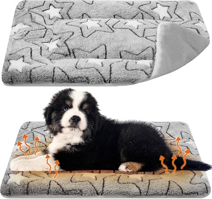 2 Pack Self Warming Cat Mat Self Heating Pad Bed Reversible Machine Washable Reflects Body Heat Warm Thermal Pet Pad Crate Blanket for Feral and Indoor Cat(Double Star,20'' X 30'')