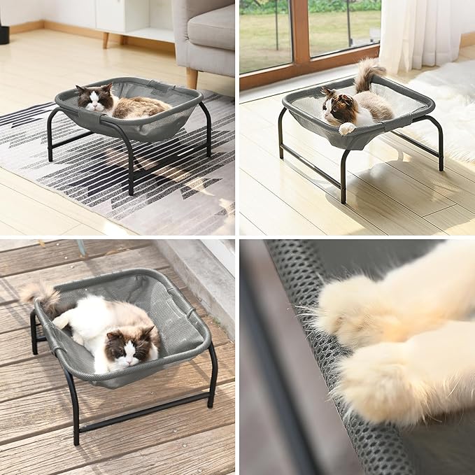 Cat Bed [Designed for Big Cats] Cat Hammock Dog Bed Pet Square Hammock Bed Free-Standing Kitty Sleeping Couch Pet Supplies Whole Wash Stable Detachable Easy Assembly Indoor Outdoor
