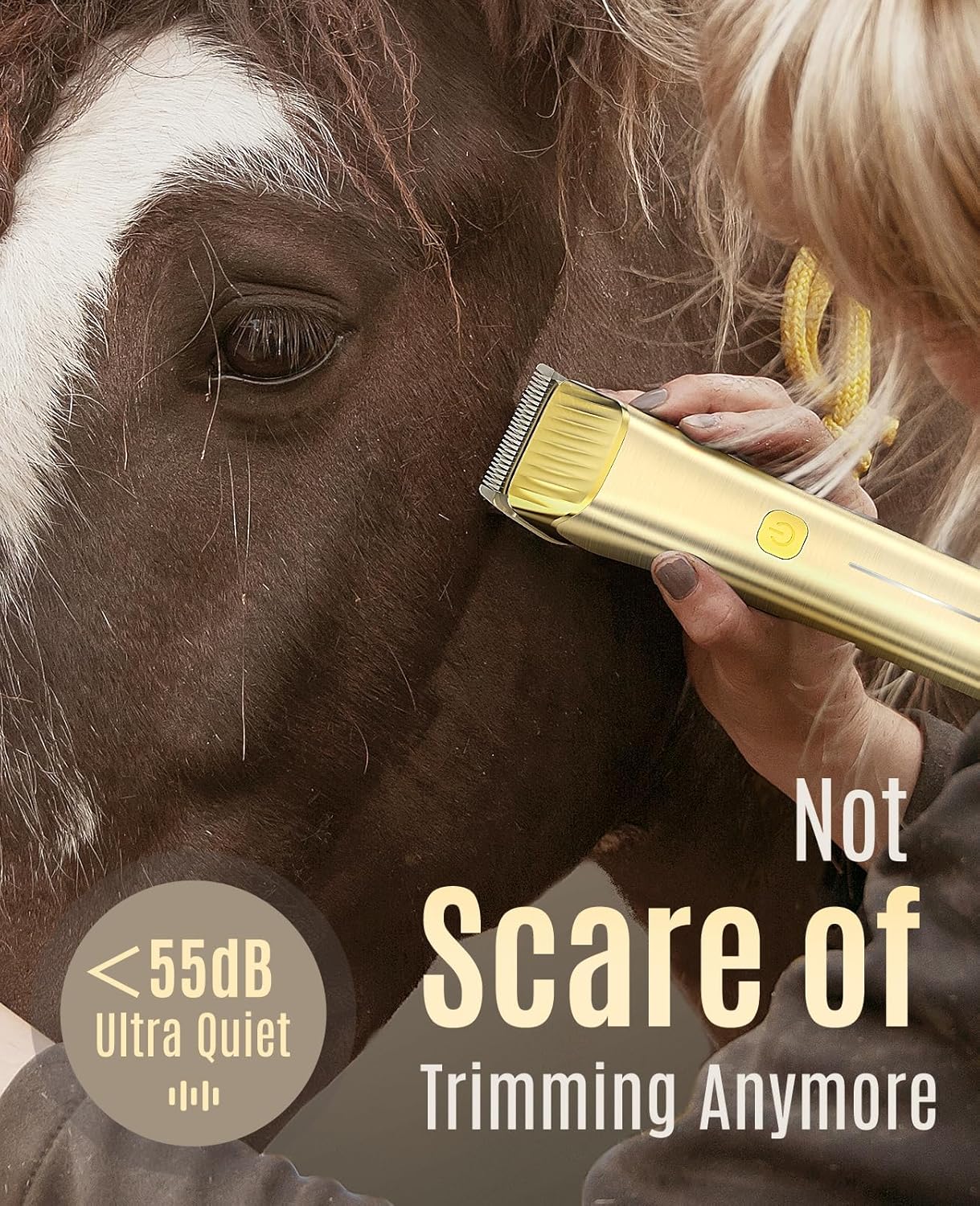 oneisall Cordless Horse Clippers,Low Noise 2 Speed Grooming Clippers,Horse Trimmer Shaver Kit for Matted Long Hair,Detachable Stainless Steel Blade Grooming Kit for Thick Coat