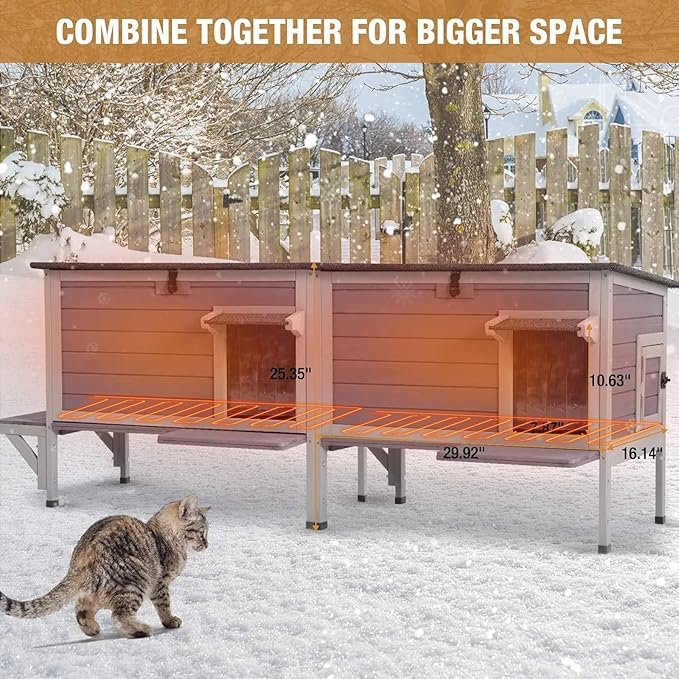 Insulated Outdoor Cat House - Heavy-Duty Triple-Layer Weatherproof Shelter with Thermal Liner, Openable Roof & Escape Doors for 1-3 Cats