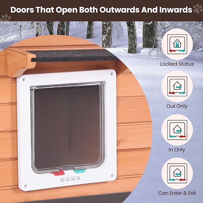 Outdoor Cat House Rainproof All Round Metal Frame Wooden Condos, Indoor and Outdoor Use for Rabbit,Small Animal Feral Cat Shelter