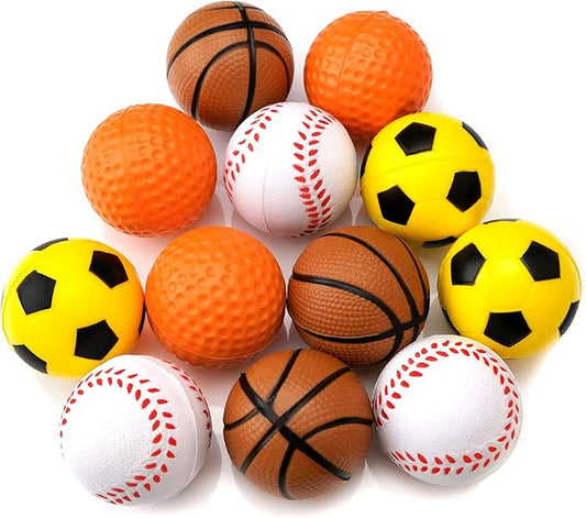 CHIWAVA 12 Pack 1.6 Inch Soft Rubber Foam Cat Toy Ball Sponge Sport Balls Kitten Interactive Toy Assorted Color