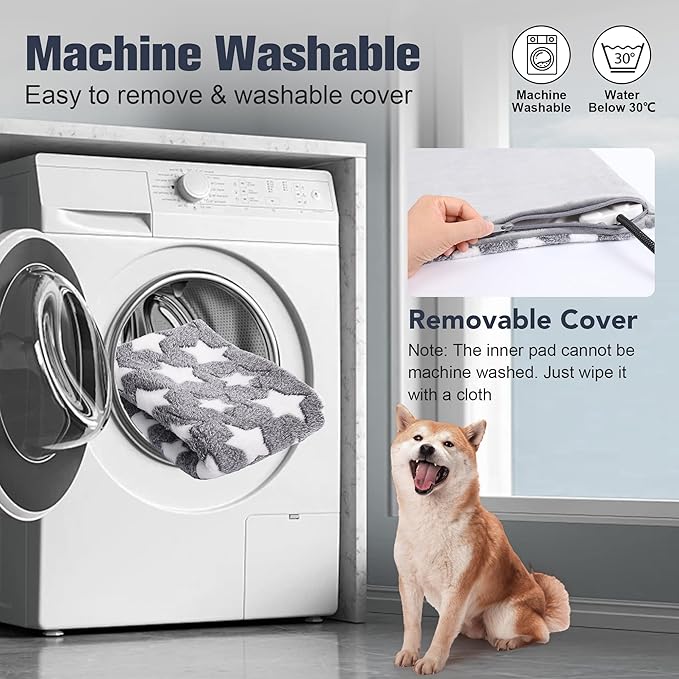 Cat Heating Pad, Waterproof Pet Heating Pad for Cats Dog Indoor, 11 Adjustable Temperature Cat Warming Bed Mat with Timer, Indoor Heated Bed with Chew Resistant Cord (M: 28'' L X 18'' W)