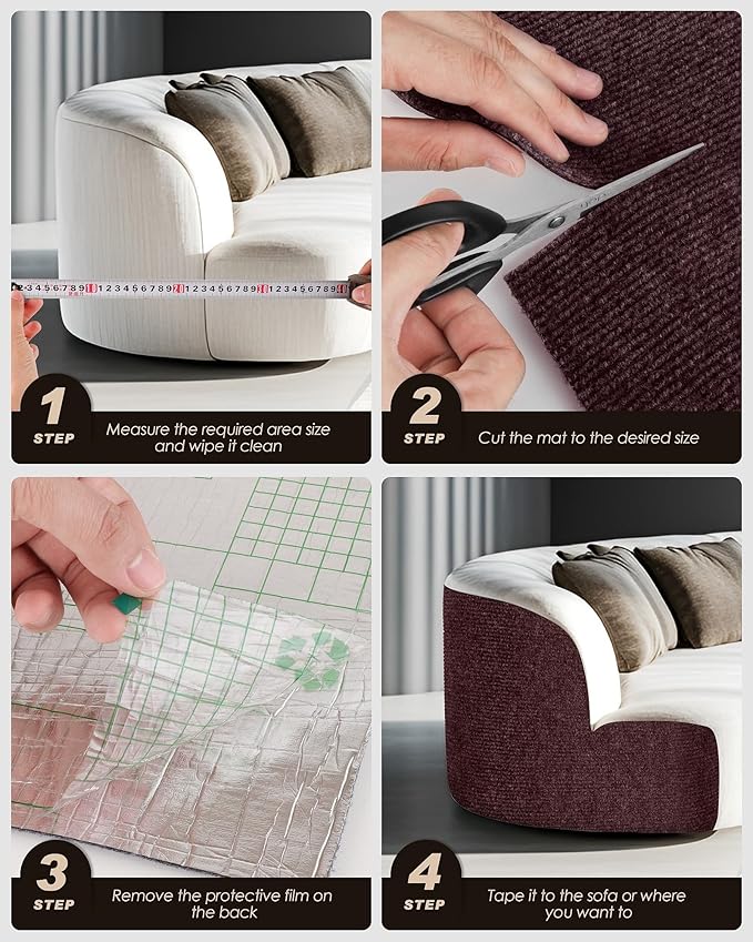 78.7"x15.8" Cat Scratch Mat,Trimmable Self-Adhesive Carpet,DIY Climb Cat Scratcher for Cat Couch Furniture or Wall Protector,Covering Cat Tower,and Replacement Pads (Brown)