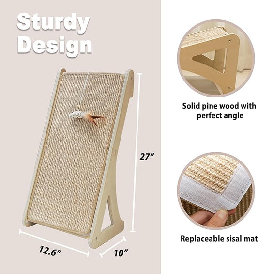 Meeyoview Sisal Cat Scratcher, L Shape Cat Scratching Pad, Vertical Cat Scratch Ramp for Indoor Cats, Wall Furniture Protector with Catnip (Triangular Scratcher)