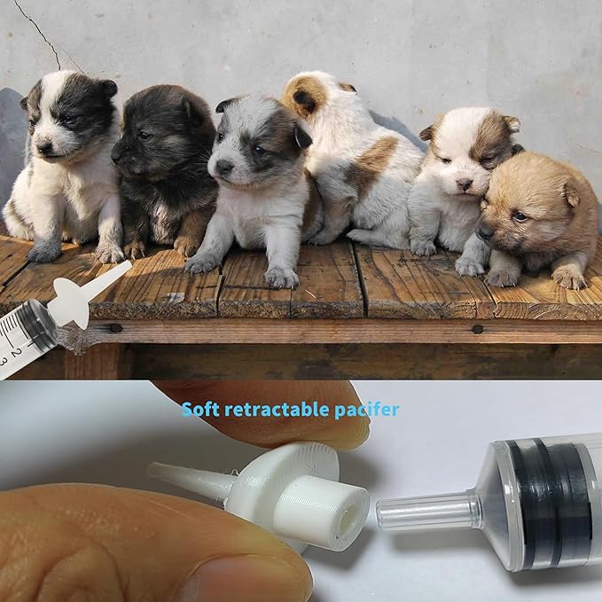 Artecare 10 Pcs Kitten Feeding Nipples and Nursing Syringe,Pet Nursing Nipples with Syringes,Nipples for Puppies Nipple for Kittens,Reusable for Newborn Kittens, Puppies, Rabbits,Small Animals