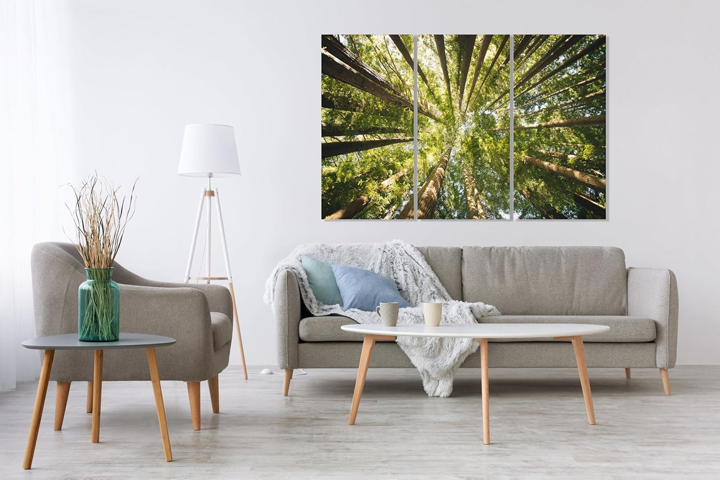 Nature Wall Art Prints - Ocean Forest Mountain Lake Canvas Landscapes - Small to Extra Large Living Room Bedroom Kitchen Bathroom Décor (Serenity in the Forest, 35L" x 53W" - 3 Panels)