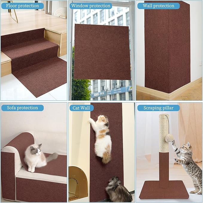 78.7"x15.8" Cat Scratching Mat - Trimmable Self Adhesive DIY Climbing Cat Scratcher Pad for Cat Tree Shelves and Post Cat Scratch Furniture Protector