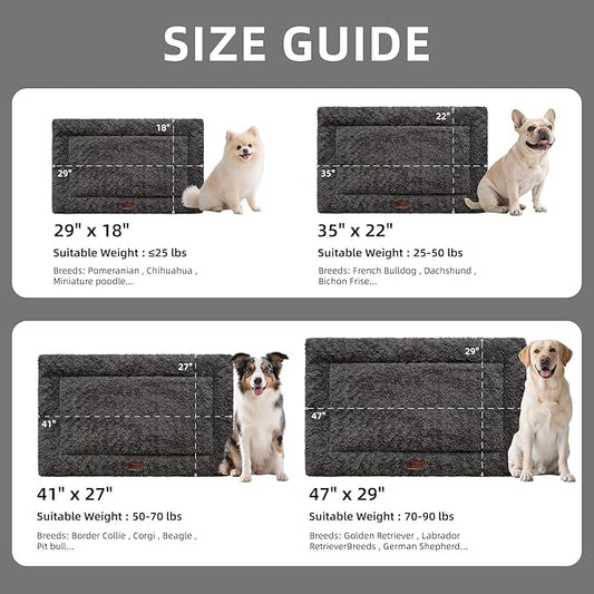 Fluffy Reversible Dog Bed Mat - Ultra Soft & Machine Washable Dog Crate Pad fit for Metal Kennel, Cozy Sleeping Mat, 29" x 18", Dark Gray