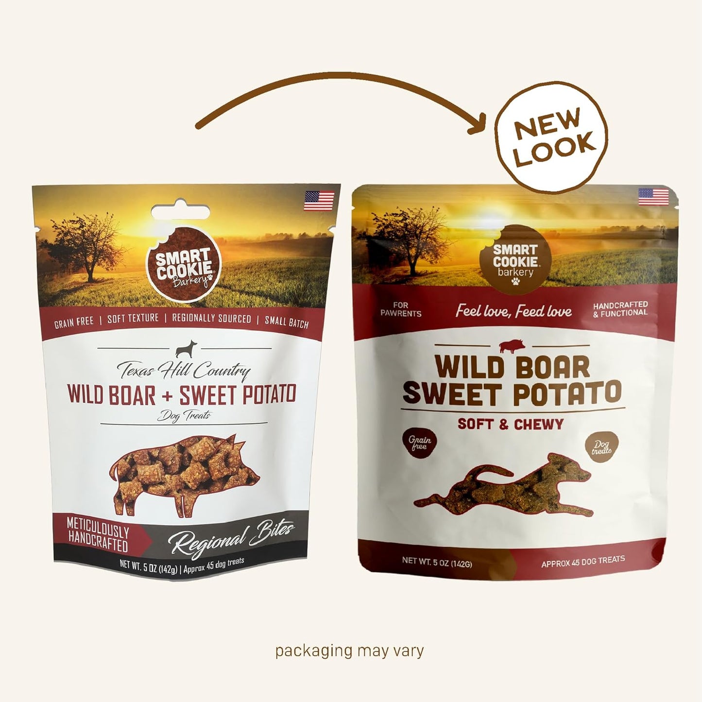 Smart Cookie All Natural Dog Treats - Wild Boar & Sweet Potato - Training Treats for Dogs with Allergies, Sensitive Stomachs - Soft Dog Treats, Chewy, Grain Free, Made in USA - 5oz Bag, Pack of 3