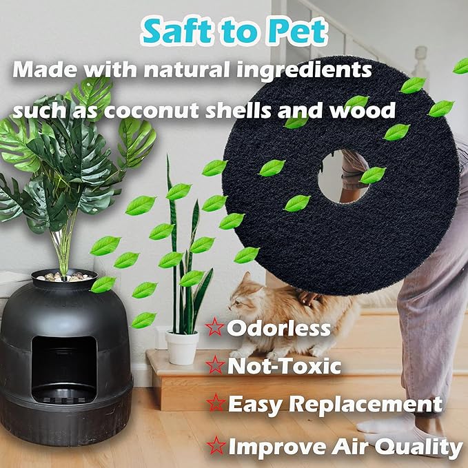 Cat Litter Box Replacement Filters for Lifewit Litter Box Cat, Activated Charcoal Filters Replacement to Absorb Odors and Litter Box Deodorizer for Hidden Enclosure Litter (6 Pack)
