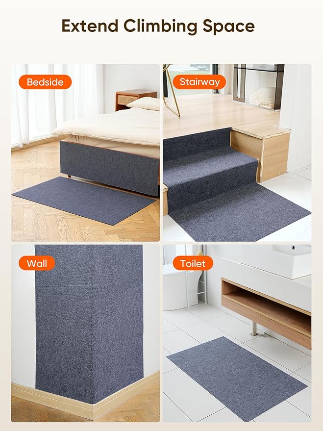 Cat Scratch Mat Furniture Protector, Eco-Friendly DIY Trimmable Self-Adhesive Cat Scratching Pad, Couch Wall Sofa Guard, Reusable Claw Scratching Protector 39.4"x15.8" (Dark Gray)