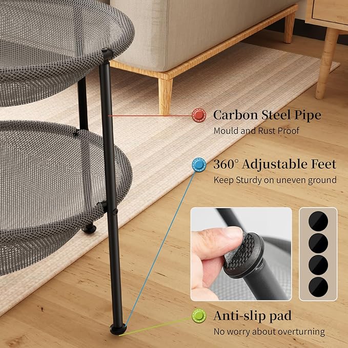 Double Cat Bed Grey, Breathable Kitty Bed for 2 Cats with 4 Adjustable Feet & Anti-Slip Mats, Easy Assembly Cat Hammock for Multi-cat Household, Indoors & Outdoors, 22.8 in x18.7 in x 18.7 in