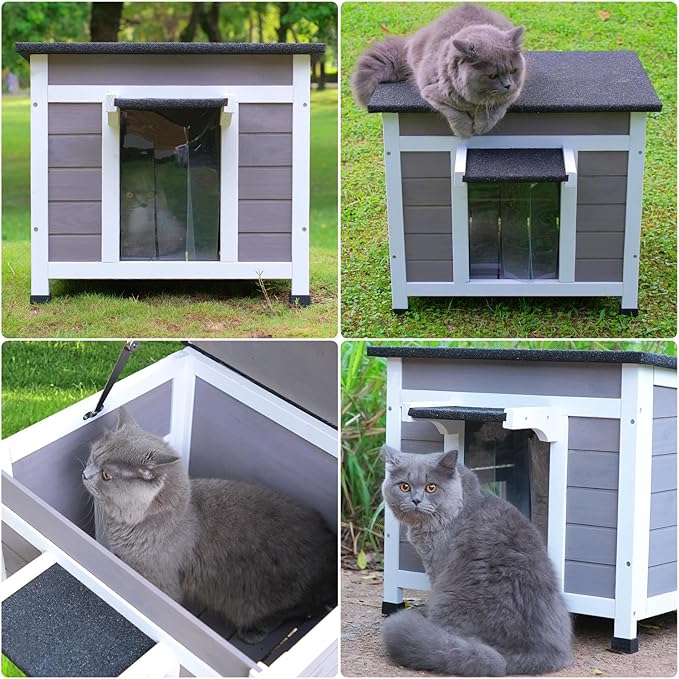 Outdoor Cat House Feral Cat Enclosure Cat House Weatherproof for Winter Outdoor Cats