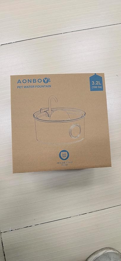 AONBOY Cat Water Fountain with 16 Filters, 108oz/3.2L Cat Fountain Stainless Steel, Includes 8 Carbon Filters and 8 Sponge Filters, Faucet Shape Dog Water Fountain, Double Noise Reduction Design