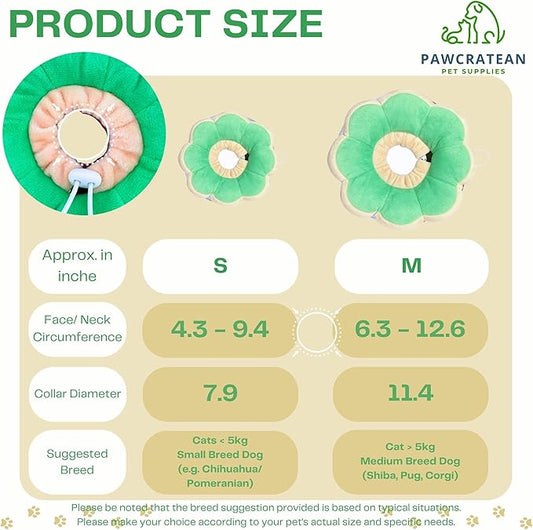 Adjustable Comfy Flower Style Elizabeth Collar for Cats Puppies Soft Recovery Cone Pet Protective Neck Collar (Green, Medium)