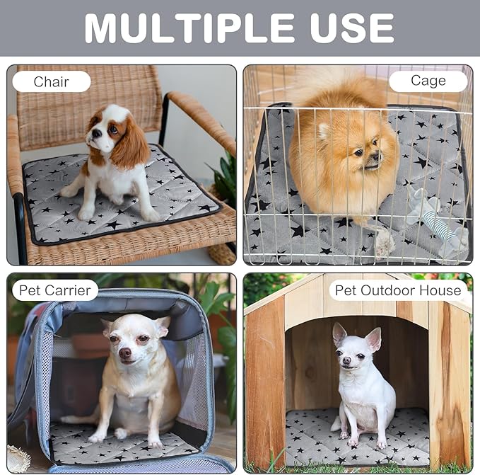 Self Warming Cat Bed Self Heating Dog Mat Star Pattern Warm Thermal Pet Pad Reflects Body Heat Washable Soft Puppy Crate Pad Anti Slip Kennel Mat for Pets(Grey,18'' L X 18'' W X 0.4'' Th)