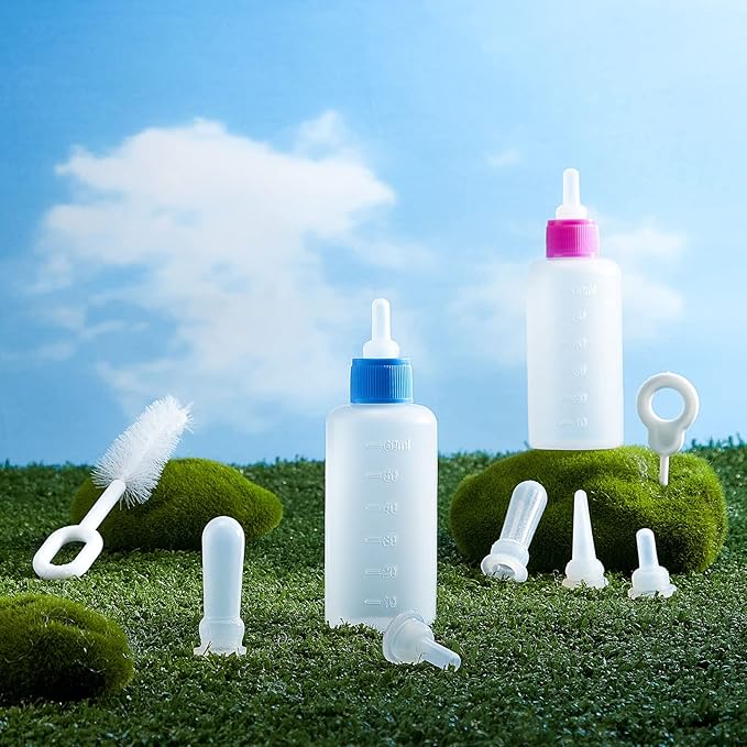 Tondiamo 16 Pieces Pet Feeding Bottle Kit Kitten Bottles Kitten Milk Replacer Puppy Milk Feeder with Replacement Nipples Puppy for Small Animals Newborn Dog and cat Nursing Supplies