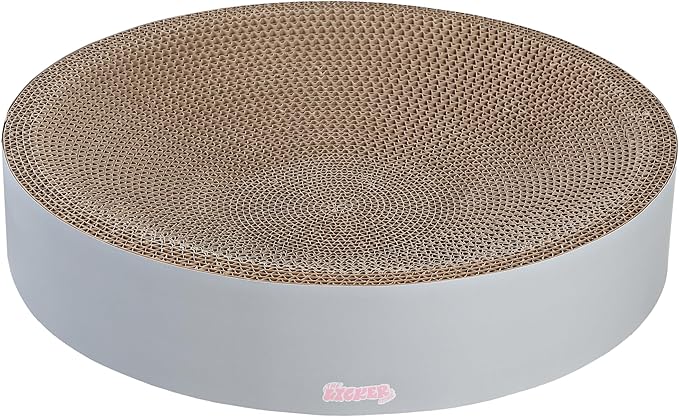 CSR1010K Nelson 20.13" Modern Cardboard Round Bowl Cat Scratcher with Catnip, Fog