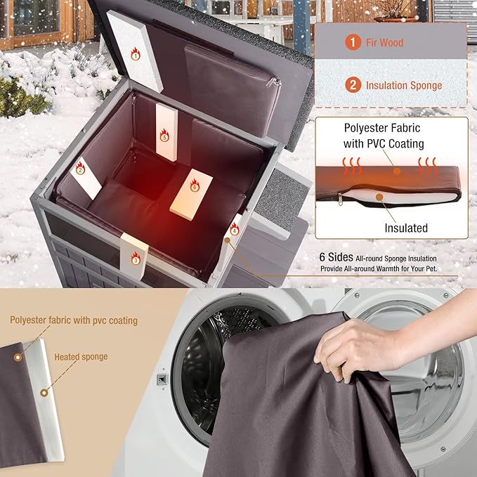 Gutinneen Outdoor Cat House with Insulated Liner for Winter Feral Kitty Shelter Waterproof Grade for Outdoor and Indoor Use,2-Story…