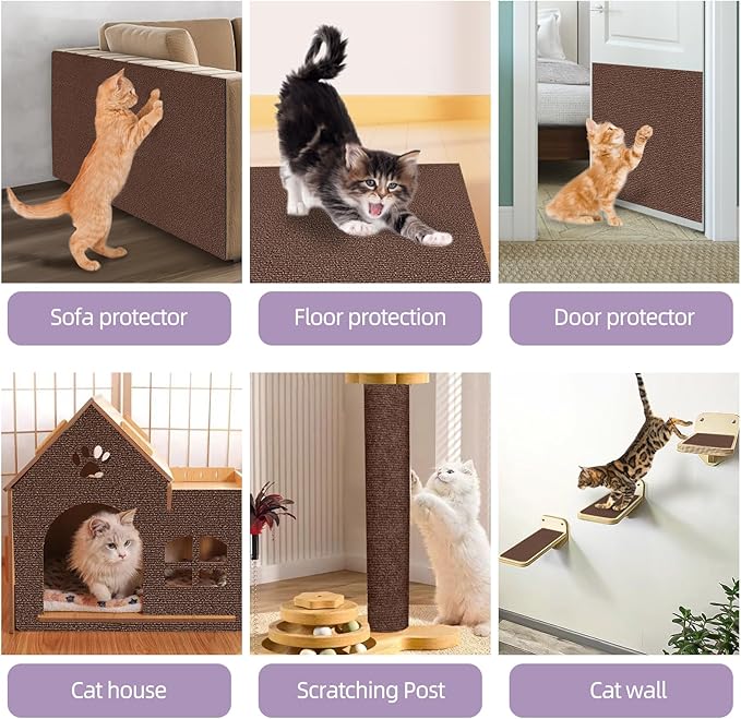 Cat Scratch Mat 78.7"x15.8",Replacement Cat Scratching Post or Cat Scratch Pad,DIY Cat Tree Shelf,Decoration Cat Tower,Protector Couch Furniture or Wall (Bromn)